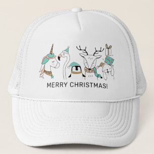 Custom Text Cute Christmas Animals Trucker Hat