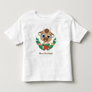 Custom Text Cute Christmas Bull Toddler T-Shirt