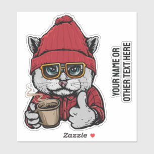 Custom Text Cute Coffee Cat