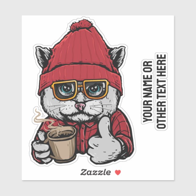 Custom Text Cute Coffee Cat (Sheet)