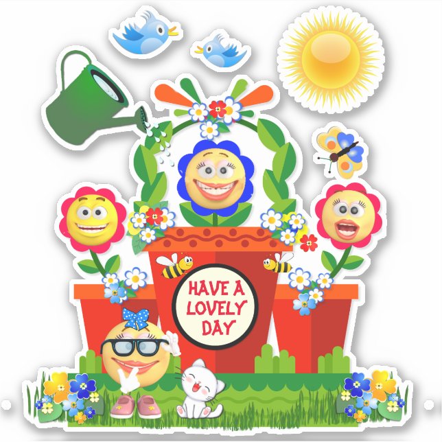 Custom Text Cute colorful Emoji Flowers (Front)