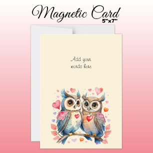 Custom text cute owls magnetic card