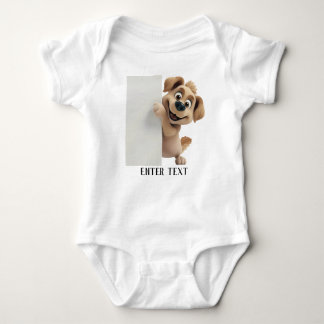 Custom Text Cute Puppy Peeking Baby Bodysuit