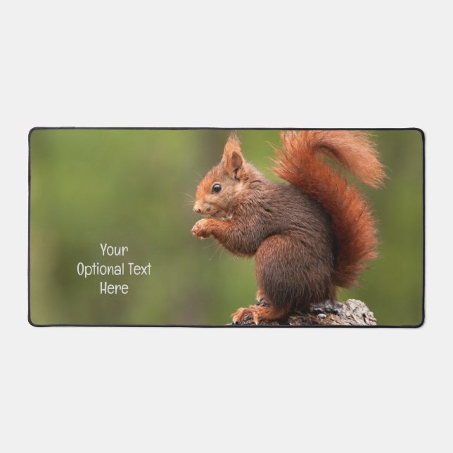 Custom Text Cute Squirrel Desk Mat (Front)