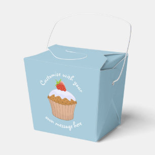 Custom Text Cute Strawberry Bun Blue Favour Box