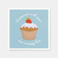 Custom Text Cute Strawberry Bun Blue