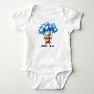 Custom Text Cute Teddy Bear Baby Bodysuit