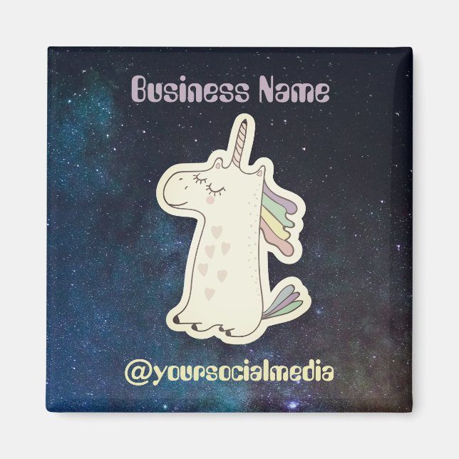 custom text cute unicorn in space magnet (Front)