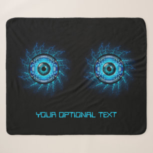 Custom Text Cyber Circuit Eye Sherpa Blanket