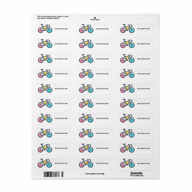 Custom Text Cycling Return Address Label (Full Sheet)