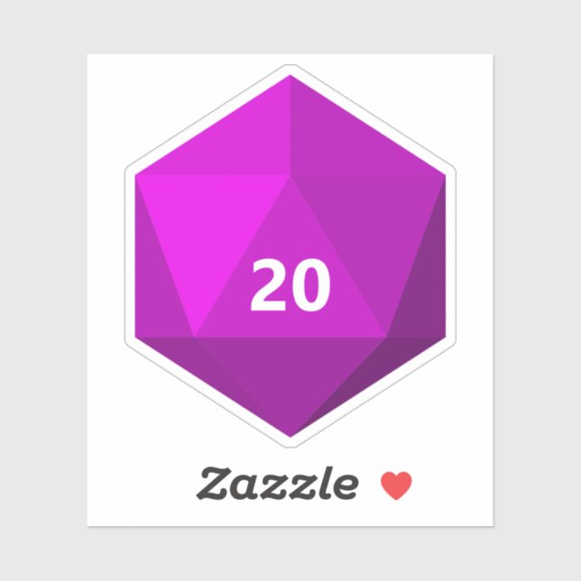 Custom Text D20 Die | Magenta Template (Sheet)