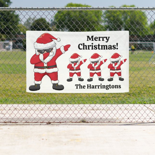 Custom Text Dabbing Dancing Santa Banner (Insitu)