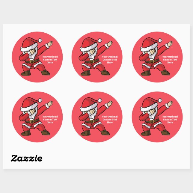 Custom Text Dabbing Dancing Santa Classic Round Sticker (Sheet)