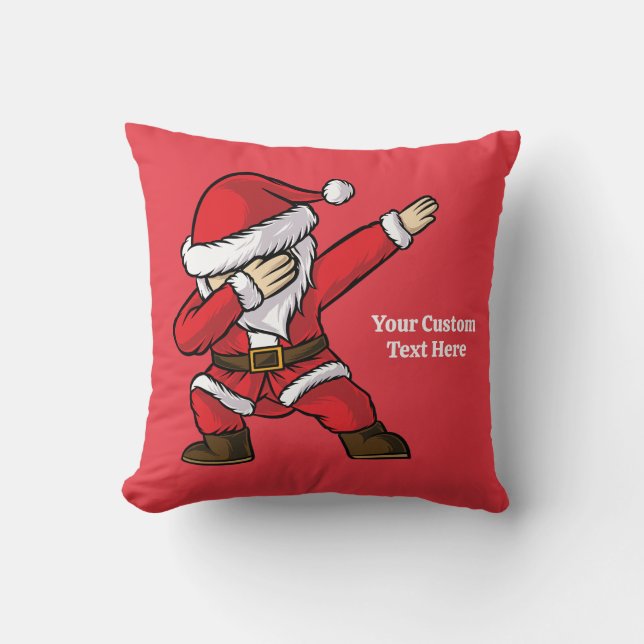 Custom Text Dabbing Dancing Santa Cushion (Front)