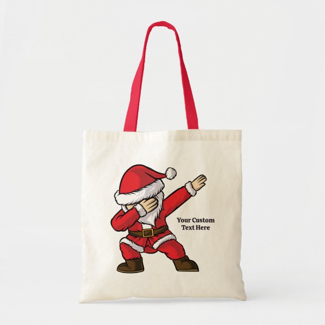 Custom Text Dabbing Dancing Santa Tote Bag (Front)