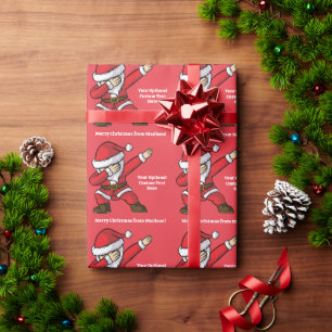 Custom Text Dabbing Dancing Santa Wrapping Paper