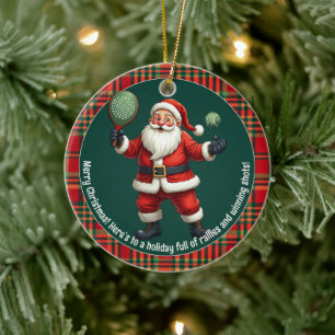 🎾🎄Custom text, Deck the Court Ceramic Ornament