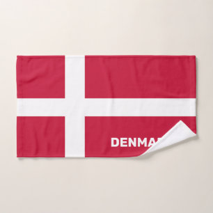 Custom Text Denmark Flag Hand Towel