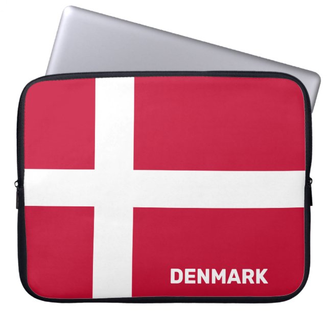 Custom Text Denmark Flag Laptop Sleeve (Front)