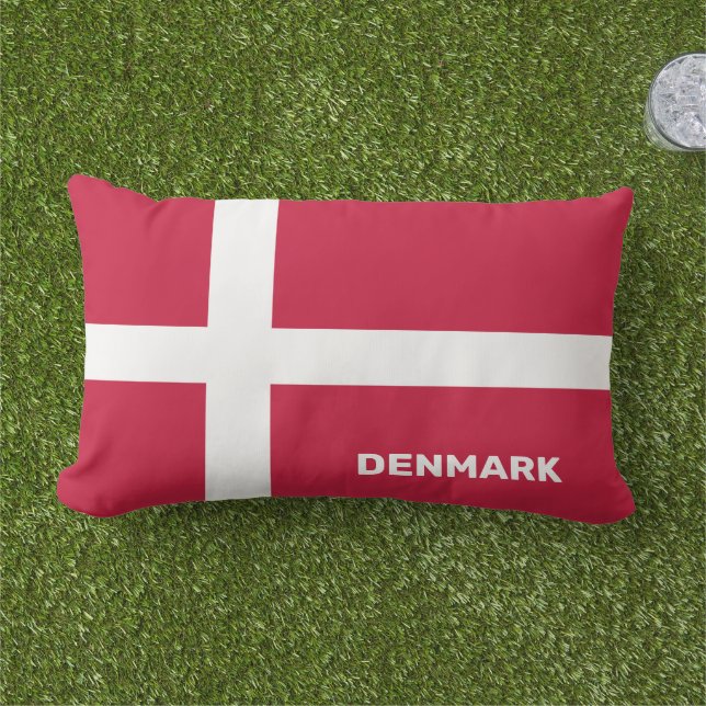 Custom Text Denmark Flag Lumbar Cushion (Grass)