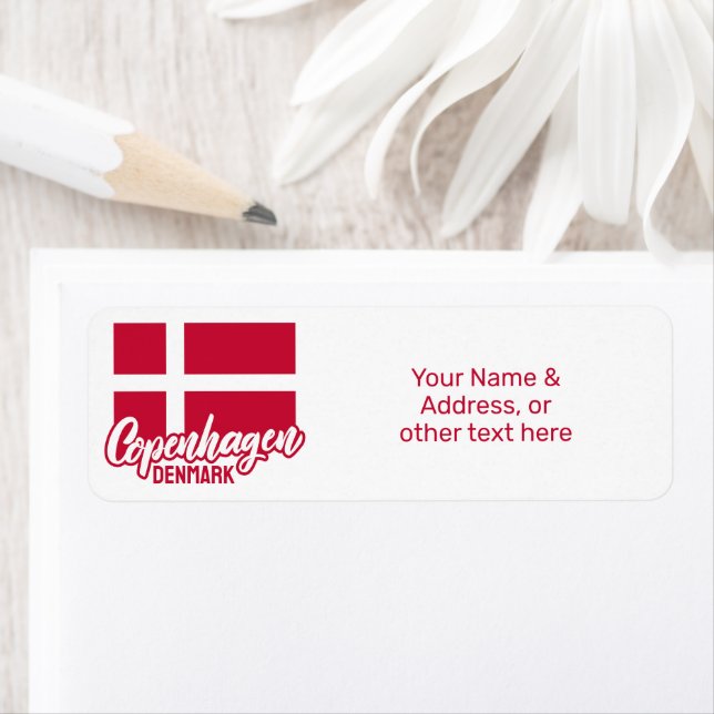 Custom Text Denmark Flag Return Address Label (Insitu)
