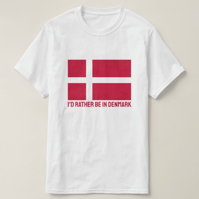 Custom Text Denmark Flag T-Shirt (Design Front)