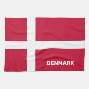 Custom Text Denmark Flag Tea Towel