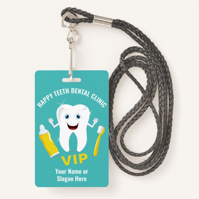 Custom text Dental Clinic badge ID Badge (Front with Lanyard)