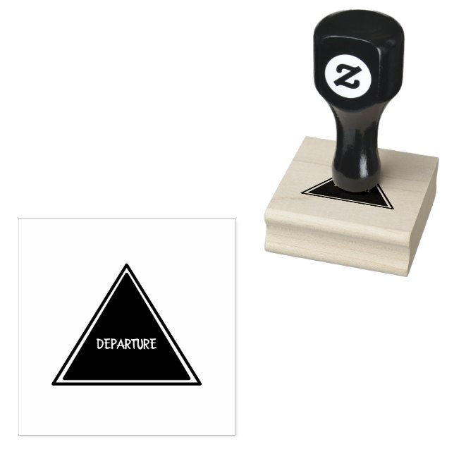 Custom Text DEPARTURE Wood Art Deep Purple Ink  Rubber Stamp (Stamped)