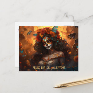 Custom text Dia de Muertos La Calavera Garbancera Postcard