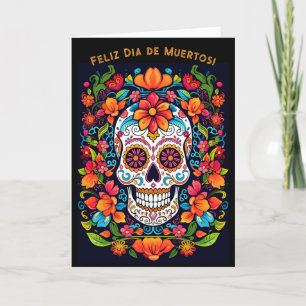 Custom text Dia de Muertos☠️ Sugar Skull  Holiday Card