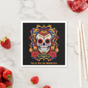 Custom text Dia de Muertos☠️ Sugar Skull  Napkin