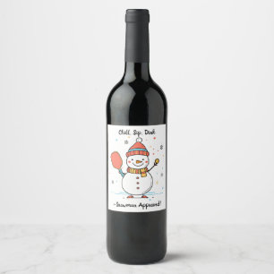 Custom text Dinking Snowman Wine Label