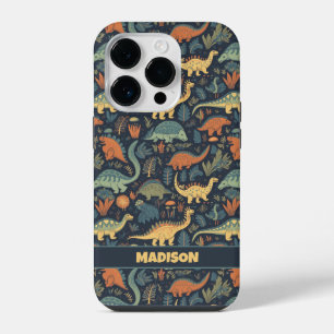 Custom Text Dinosaur Pattern iPhone 14 Pro Case