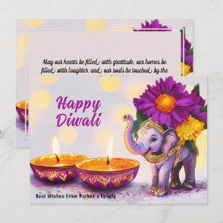 Custom text, Diwali Elephant Elegance Holiday Card