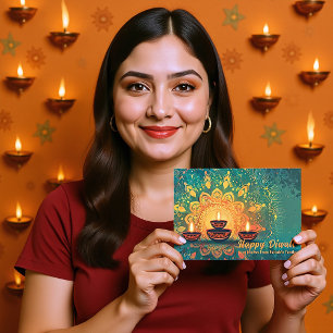 Custom text, Diwali Festival Radiance Holiday Card