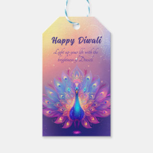 Custom text, Diwali Peacock Splendour Gift Tags