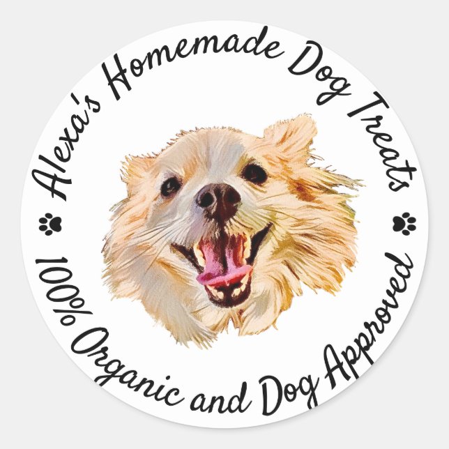 Custom Text Dog Classic Round Sticker (Front)