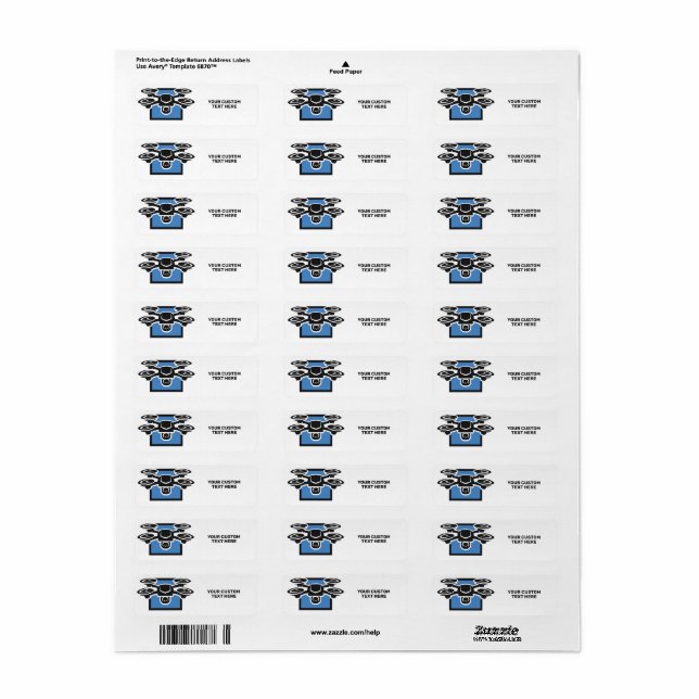 Custom Text Drone Return Address Label (Full Sheet)