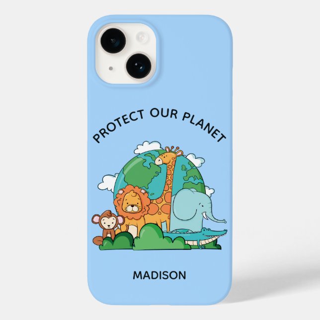 Custom Text Earth with Animals Case-Mate iPhone Case (Back)