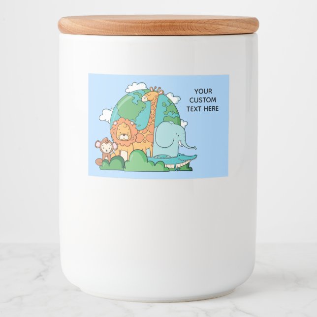 Custom Text Earth with Animals Food Label (Front)