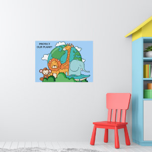 Custom Text Earth with Animals Poster