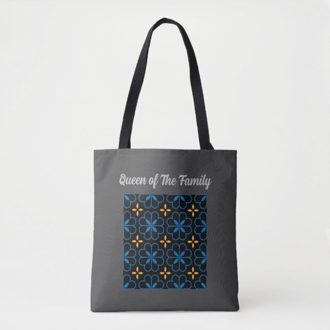 Custom Text Elegant Mediterranean Pattern Tote Bag (Front)