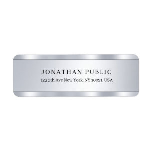 Custom Text Elegant Modern Silver Return Address Label