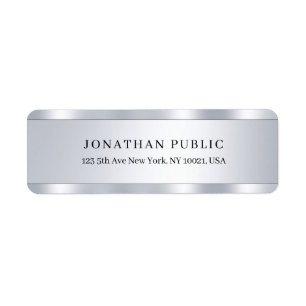 Custom Text Elegant Modern Silver Return Address Return Address Label