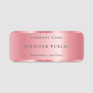 Custom Text Elegant Rosegold Glamourous Template Name Tag