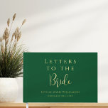 Custom Text Emerald Gold Letters to the Bride  Guest Book<br><div class="desc">Custom Text Personalised Letters to the Bride Gold Foil Lettering elegant "Letters to the Bride". A beautiful keepsake in simple gold and emerald green with elegant, sleek stylised block text and script calligraphy typography. Personalise by adding the bride's name and the date of the bridal shower. There is space in...</div>