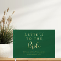 Custom Text Emerald Gold Letters to the Bride