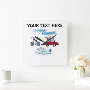 Custom Text English Grammar Comparatives Square Wall Clock