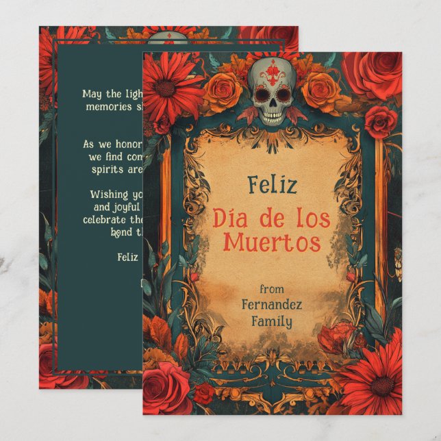 💀Custom text Eternal Blossoms greeting card (Front/Back)